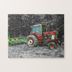 Old International Tractor Painterly Jigsaw Puzzle