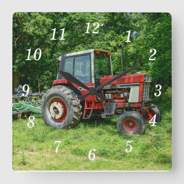 Old International Tractor Square Wall Clock (Front)