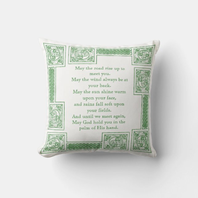 Old Irish Blessing in Celtic Knots Throw Pillow (Front)