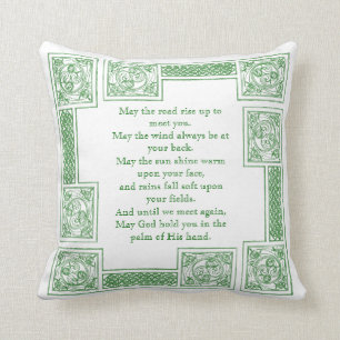 Old Irish Blessing in Celtic Knots Throw Pillow