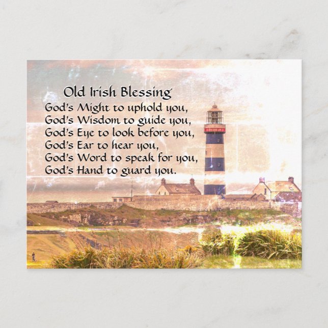 Old Irish Blessing, Lighthouse on Coast of Ireland Postcard (Front)