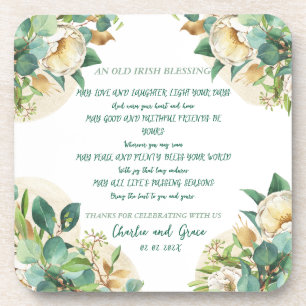 Old Irish Blessing on Gold Dust and Roses Coaster
