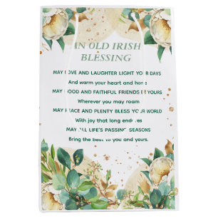 Old Irish Blessing on Gold Dust and Roses Medium Gift Bag