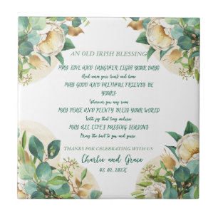 Old Irish Blessing on Gold Dust and Roses Tile