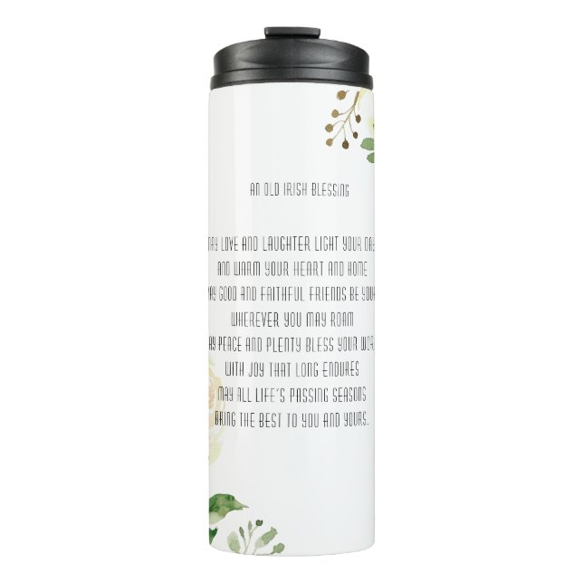 Old Irish Blessing & Personalize Wedding Greenery Thermal Tumbler (Front)