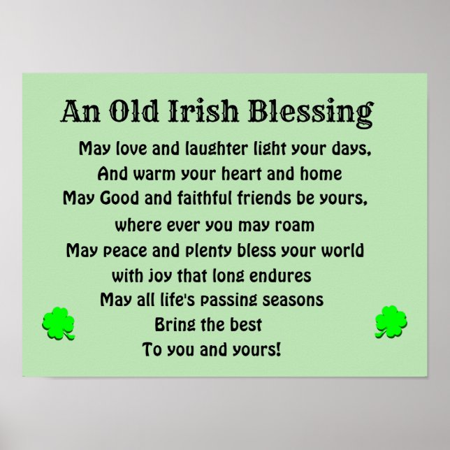 OLD IRISH BLESSING  POSTER (Front)