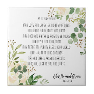 Old Irish Blessing & Wedding Greenery  Tile