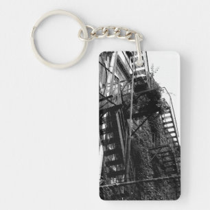 Old Iron Apartment Building Staircase Keychain