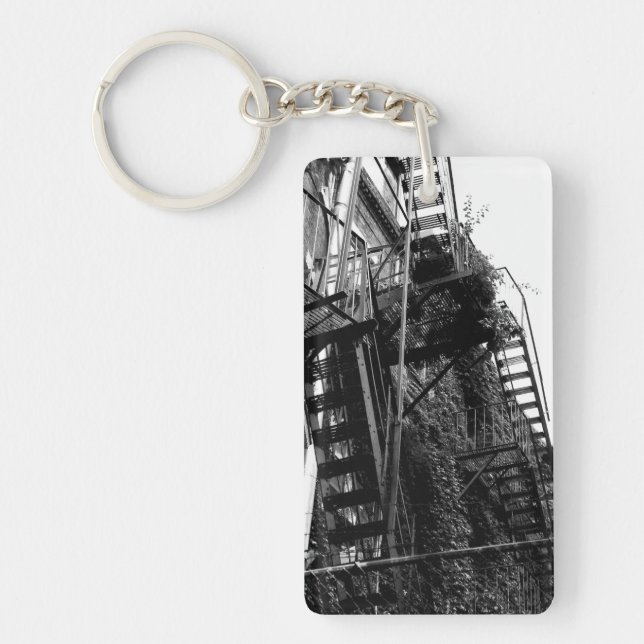 Old Iron Apartment Building Staircase Keychain (Front)