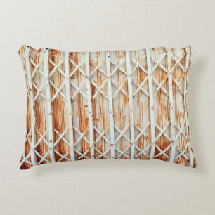 Old iron door panels are rusted. abstract,antique, accent pillow