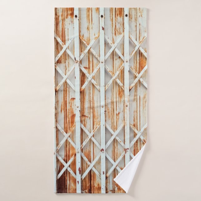 Old iron door panels are rusted. abstract,antique, bath towel (Bath Towel)
