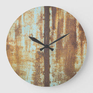 Old Iron Rust: Metal Background Large Clock