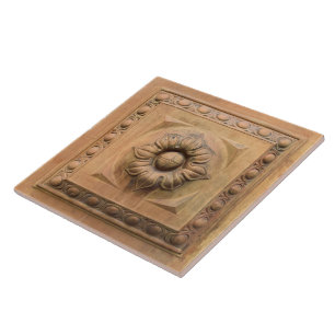 Old Italian terracotta floral plaque, rosette tile