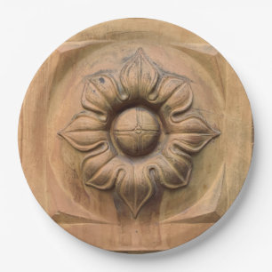 Old Italian terracotta floral plaque, rosette tile Paper Plate