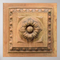 Old Italian terracotta floral plaque, rosette tile