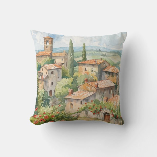 Old Italian Village  Throw Pillow (Front)