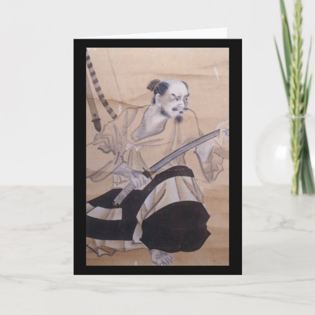 Old Japanese Samurai Painting Card (Front)