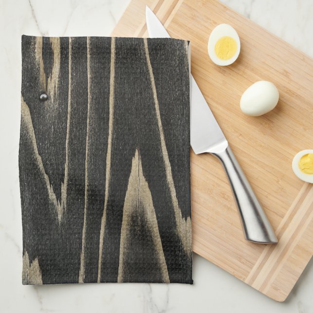 Old Japanese Wood Grain Pattern Kitchen Towel (Quarter Fold)
