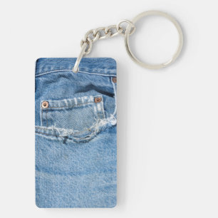 Old Jeans Rectangle (double-sided) Keychain