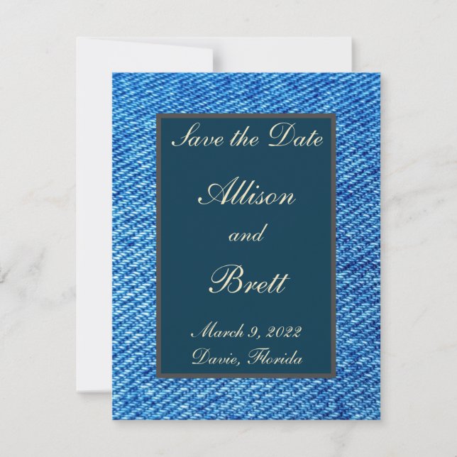 Old Jeans Save the Date Card (Front)