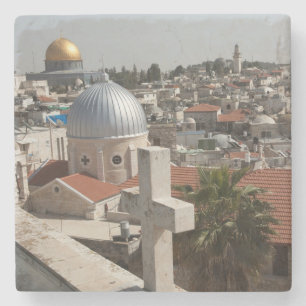 Old Jerusalem's Skyline Stone Coaster