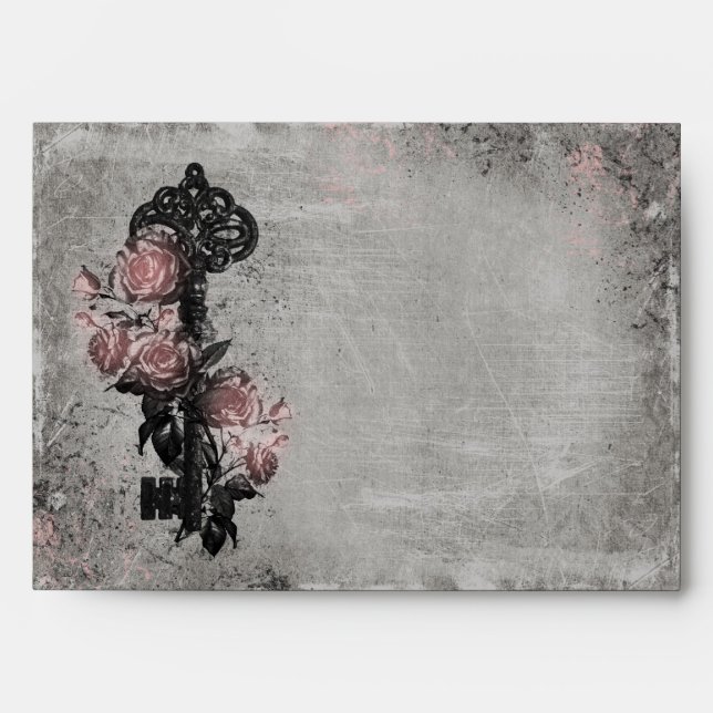 Old Key and Roses A4 Envelopes (Front)