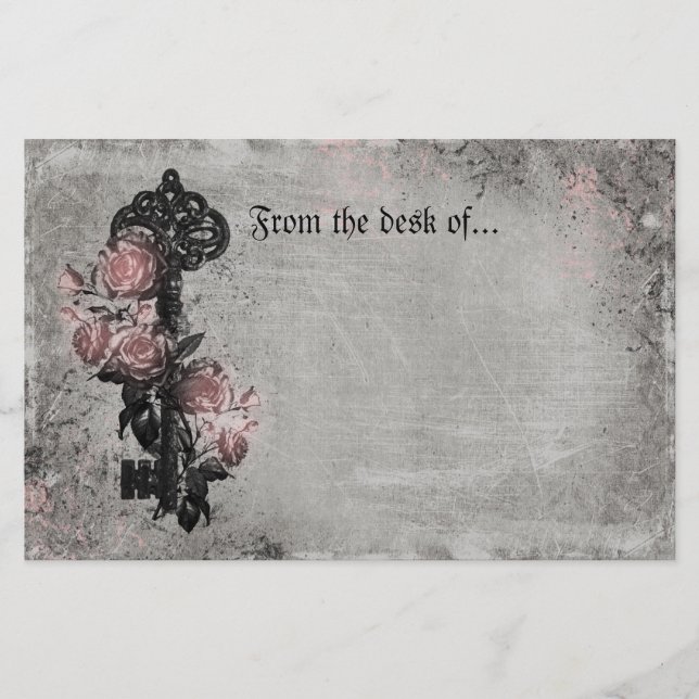 Old Key and Roses Stationery (Front)