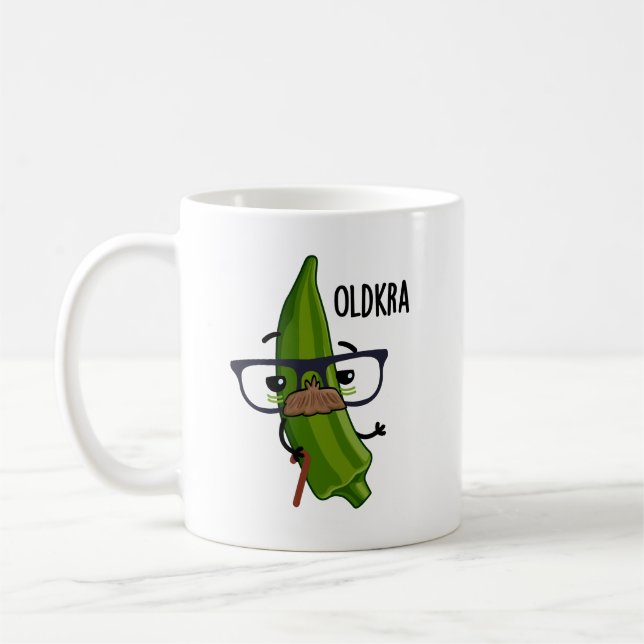 Old-kra Funny Okra Pun  Coffee Mug (Left)
