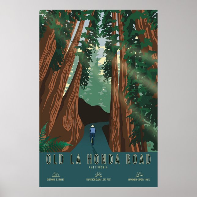 Old La Honda Road Cycling Poster (Front)