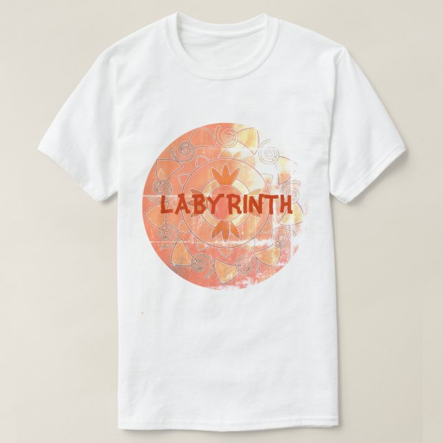 Old Labyrint customisable text round mandala T-Shirt (Design Front)