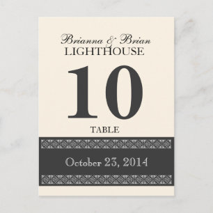 OLD LACE GRAY Wedding Table Number Card Reception