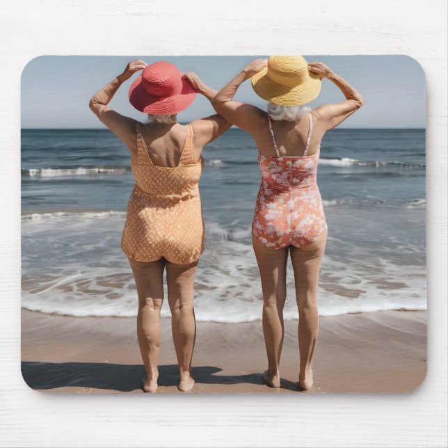 Old Ladies On The Beach Mouse Pad (Front)