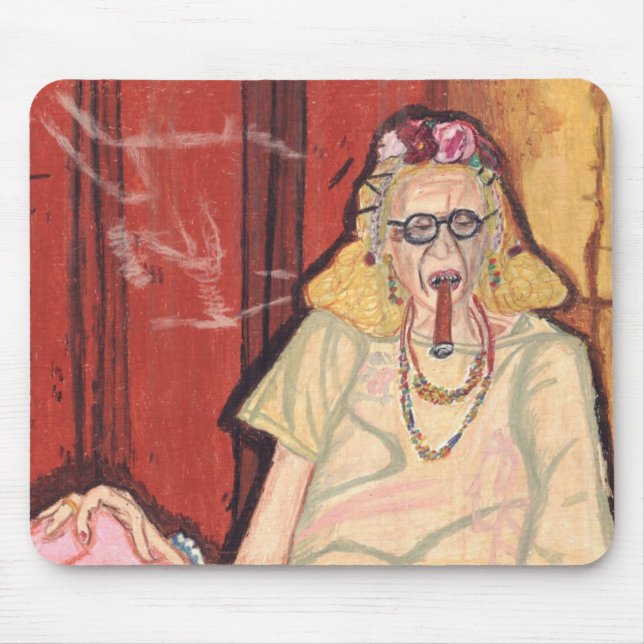 old lady and cigar mouse pad (Front)