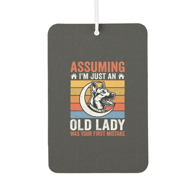 Old Lady Dog Warning Retro Air Freshener (Front)