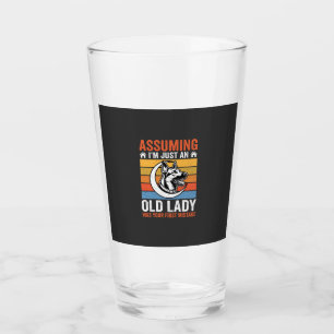 Old Lady Dog Warning Retro Glass