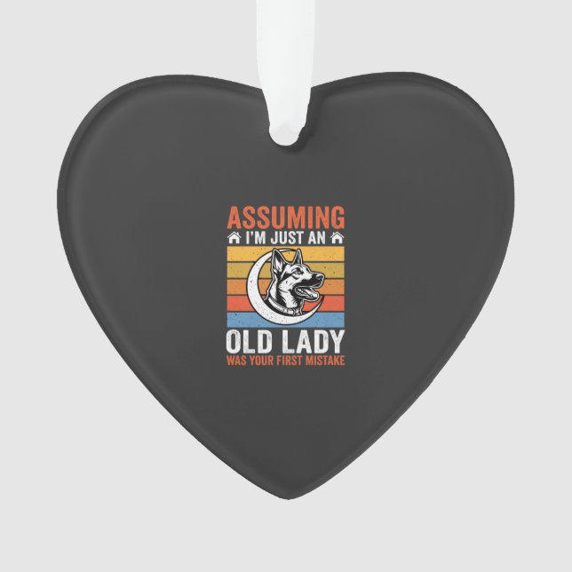 Old Lady Dog Warning Retro Ornament (Front)