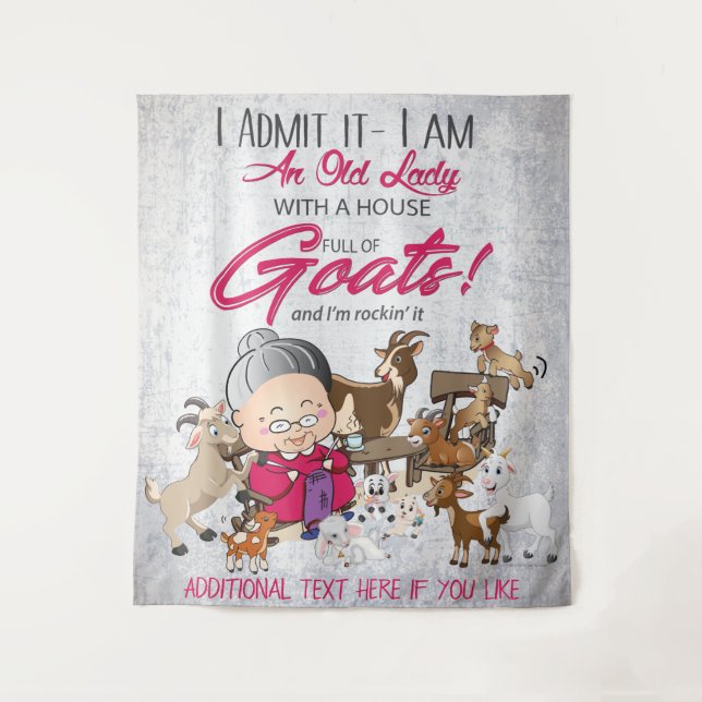 Old Lady House Full of Goats Tapestry (Front)