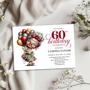 Old Lady Humour 60th Birthday Invitation Template