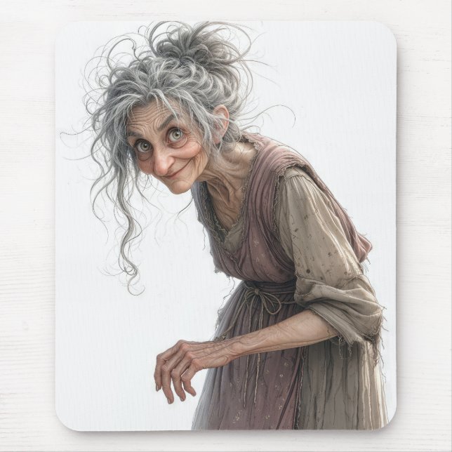 Old Lady In Faded Dress Mouse Pad (Front)