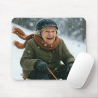 Old Lady Sledding Downhill