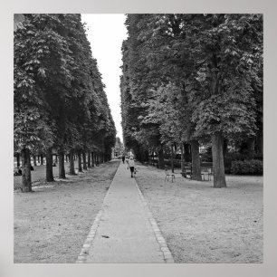old lady walking at park in paris poster