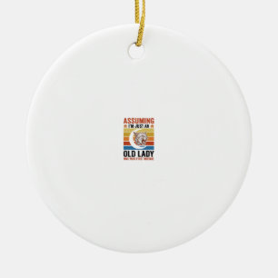 Old Lady Wildcat Vintage Funny Shirt Design_1 Ceramic Ornament