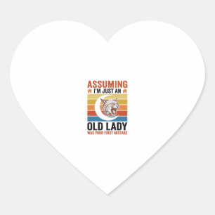 Old Lady Wildcat Vintage Funny Shirt Design_1 Heart Sticker