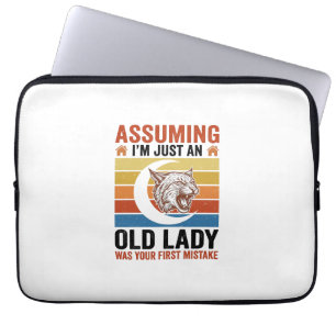 Old Lady Wildcat Vintage Funny Shirt Design_1 Laptop Sleeve