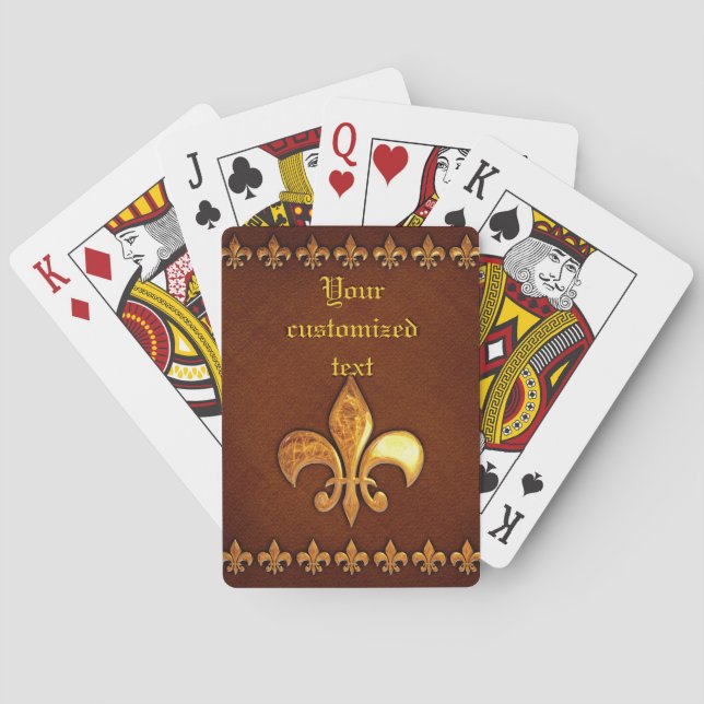 Old Leather Cover with golden Fleur-de-Lys - Playing Cards (Back)