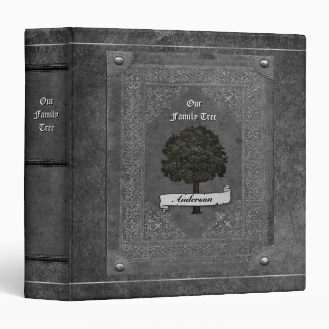 Old Leather Look Family Tree Binder (Front/Spine)