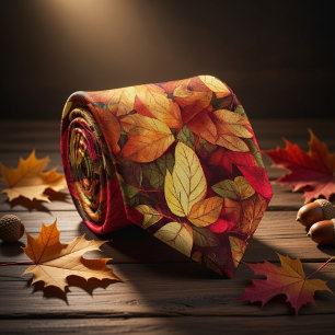 Old Leaves Autumn Colours Tie