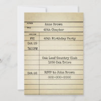 Old Library Card 45th Birthday Party