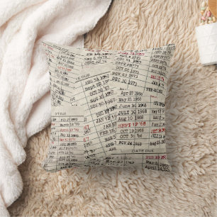 Old Library Card Collection   Throw Pillow