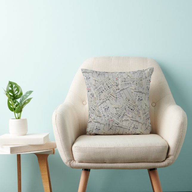 Old Library Card Collection   Throw Pillow (Chair)